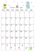 ２０２４年６月のカレンダー２　ハリネズミとクマのぬいぐるみ