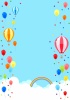 穏やかな雲の上の風船と気球の背景タテ