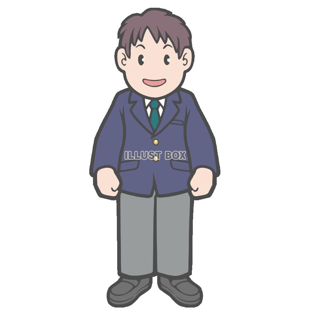 学生服を着た男の子　紺のブレザー　正面向き