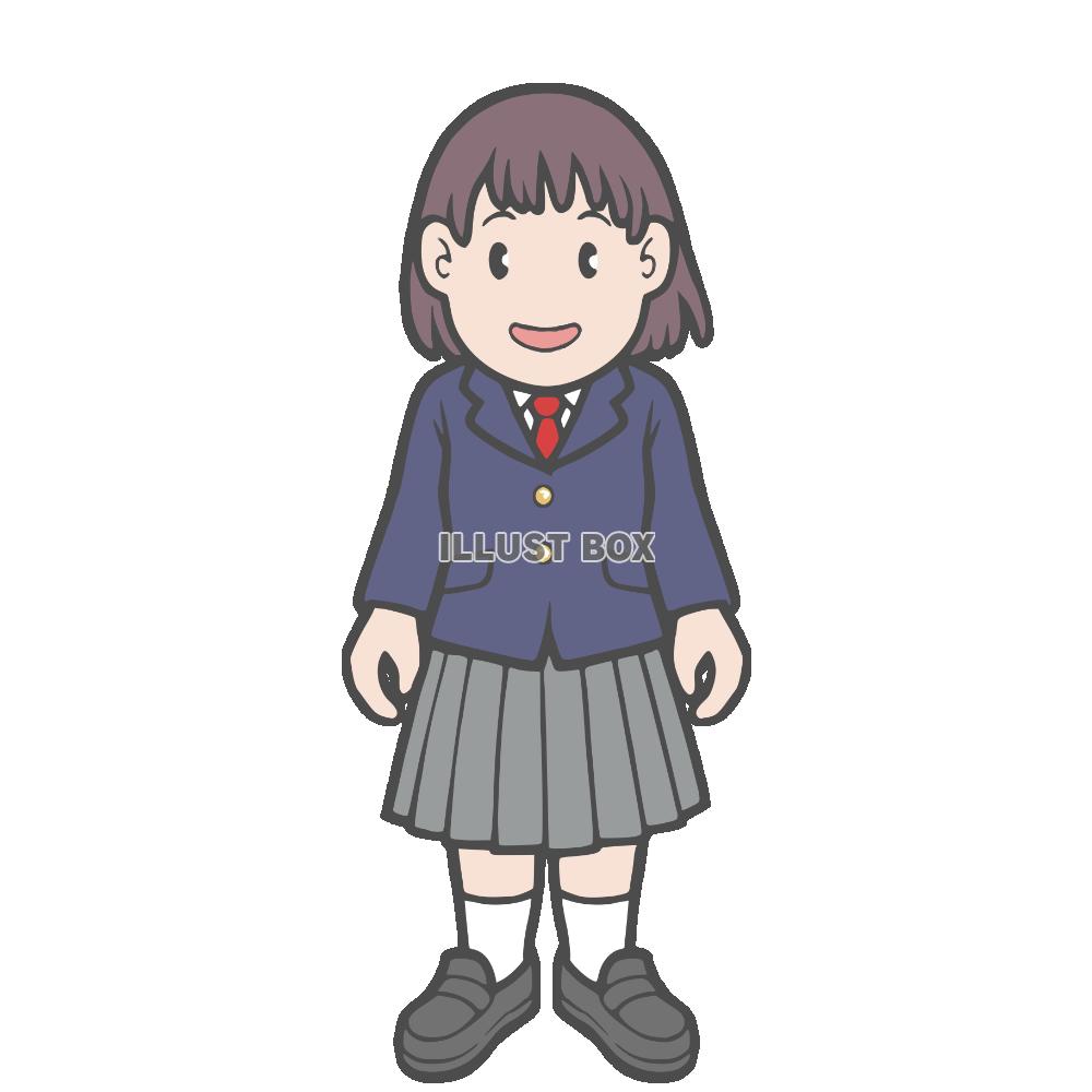 学生服を着た女の子　紺のブレザー　正面向き