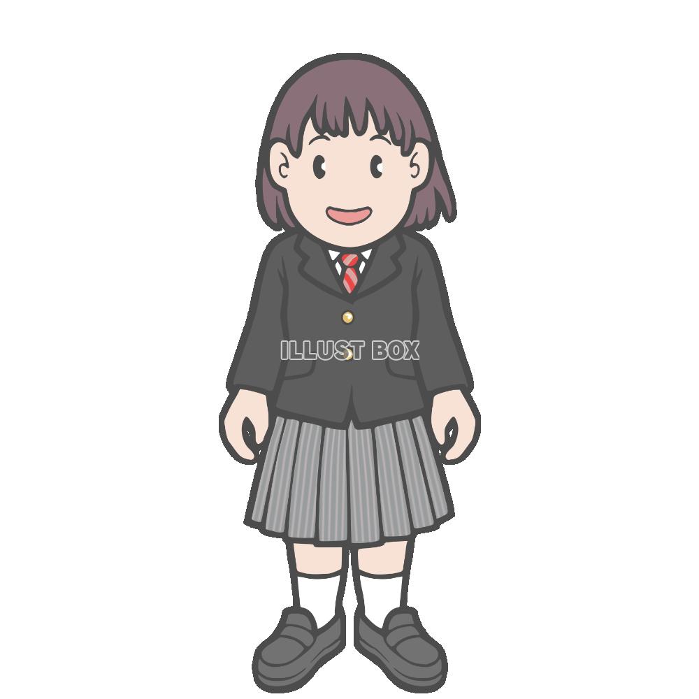 学生服を着た女の子　黒のブレザー　正面向き