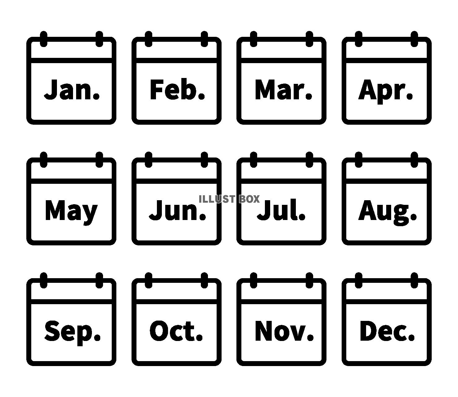 各月のカレンダーアイコンセット