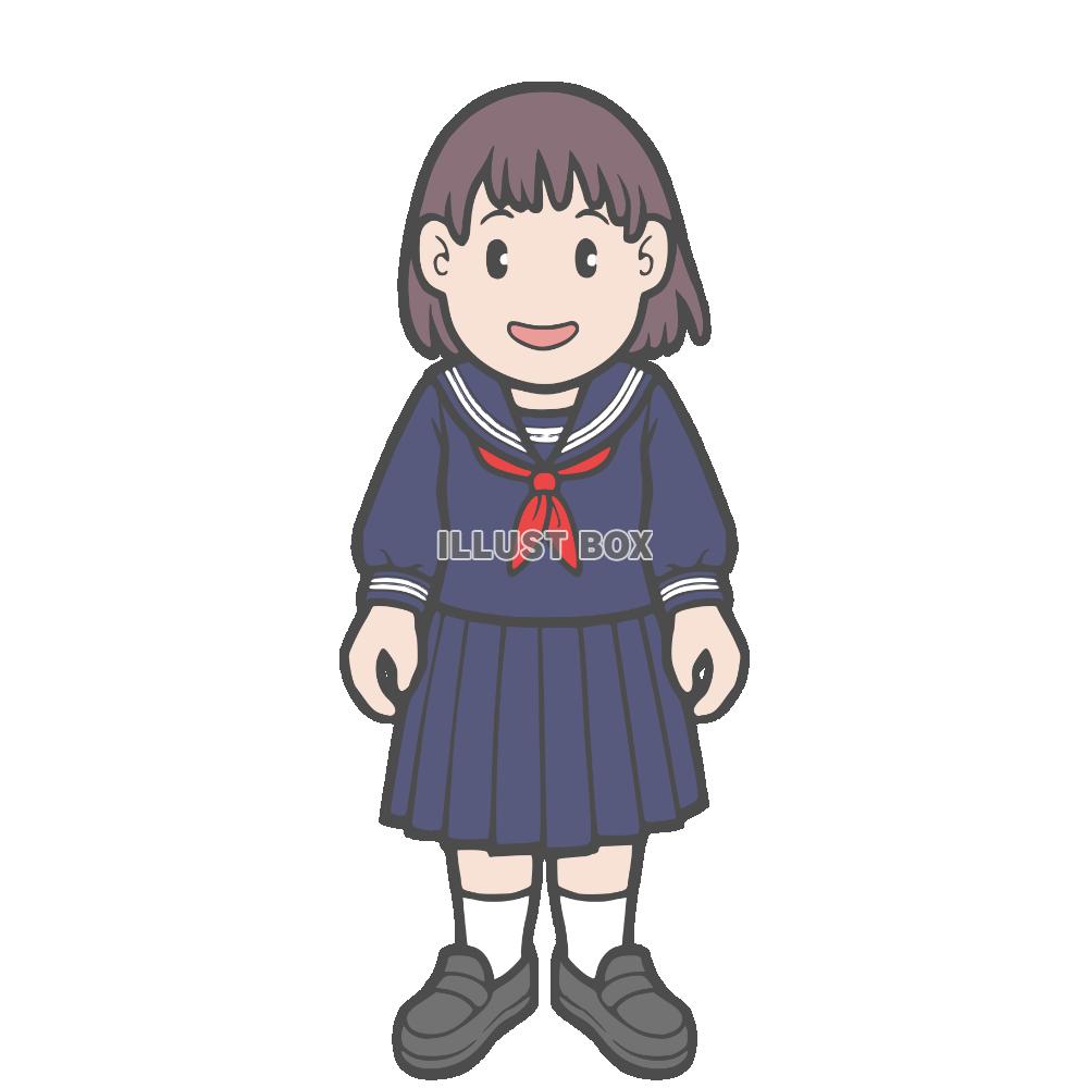 学生服を着た女の子　セーラー服　正面向き