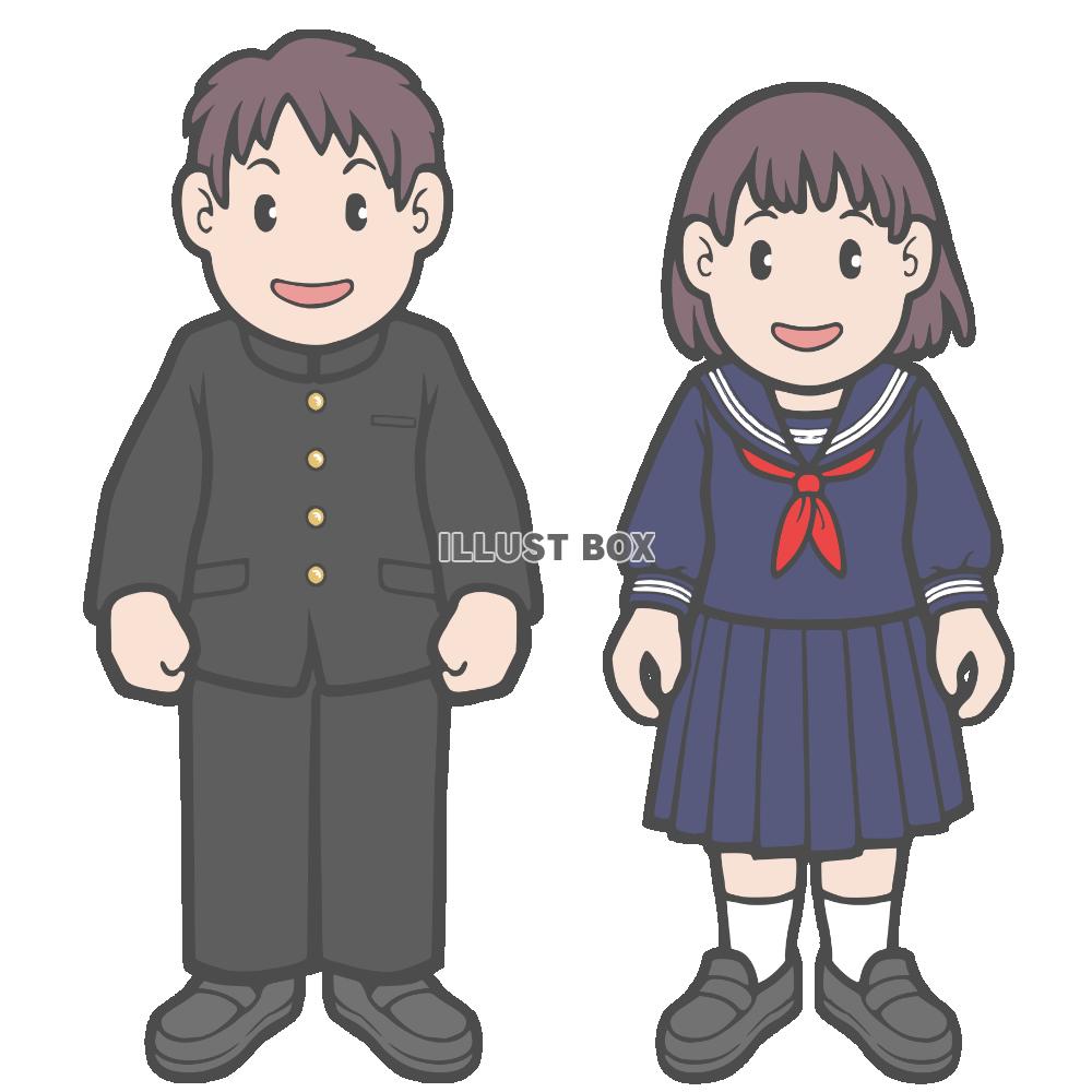 学生服を着た男の子と女の子　正面向き