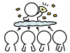 雲の上の人を見る棒人間