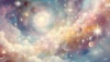 宇宙や星雲、雲海が美しいファンタジーで幻想的な世界観背景[AI生成画像］