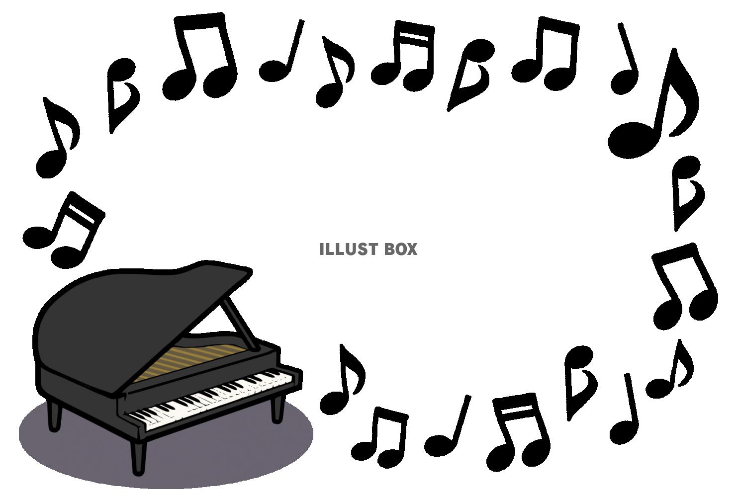 ピアノと音符のフレーム