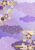 麻の葉雲に桜の和背景タテ紫