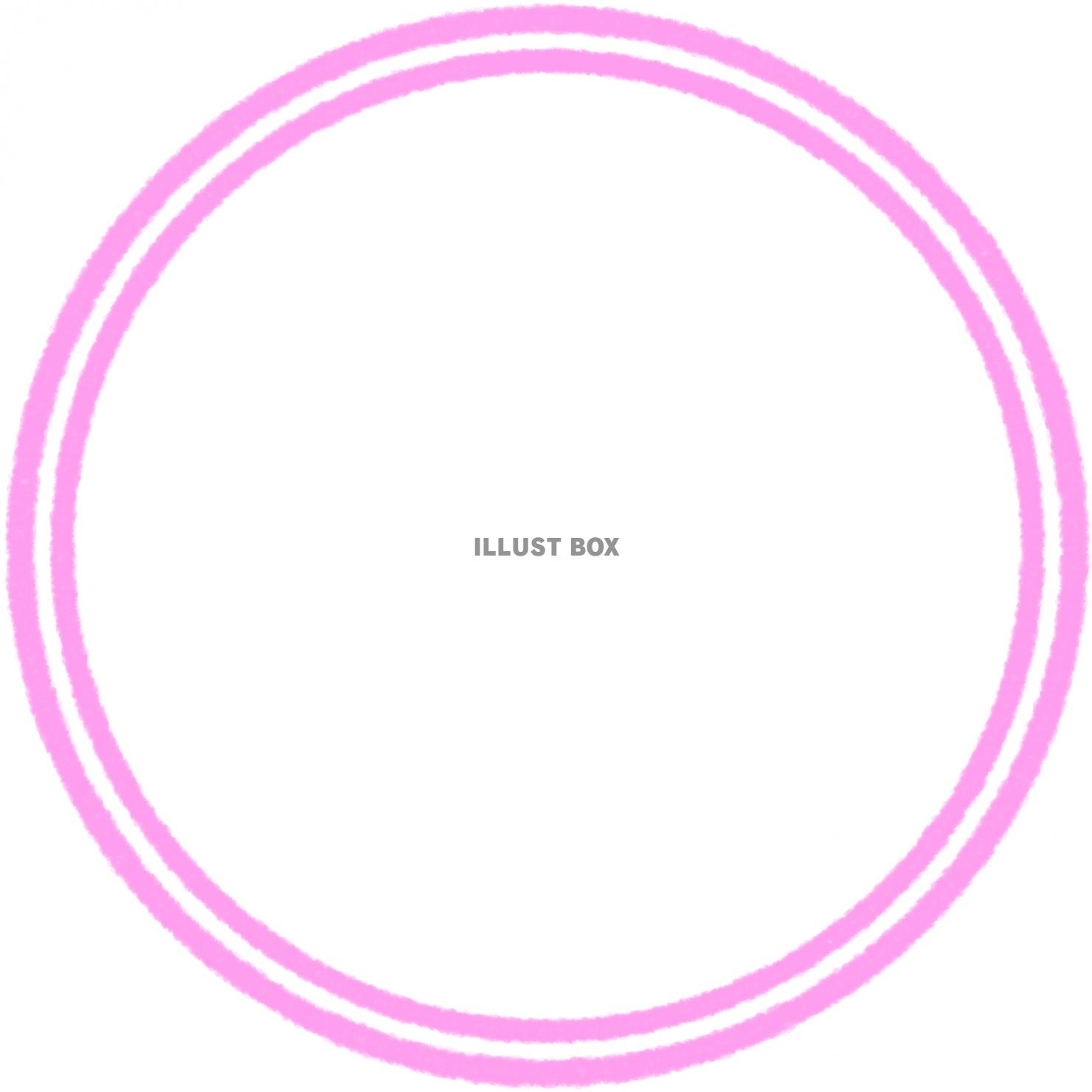 【パステル画円形フレーム】１－１　ピンク色　白背景jpeg