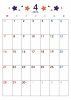 4月カレンダー　2024年　令和6年　A4縦　オレンジと紺