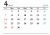 2024年（令和6年）4月　横型カレンダー