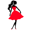 【女性ドレス　シルエット】１　赤色　透過png