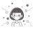 花粉症に悩む女性イラスト　モノクロ