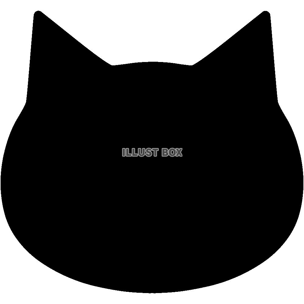 【猫顔シルエット】１－１　黒色　透過png