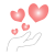 手のひらからピンク色のハートが出ているイラスト01