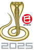 2025年 年賀状 黄金に輝く鎌首をもたげたコブラ