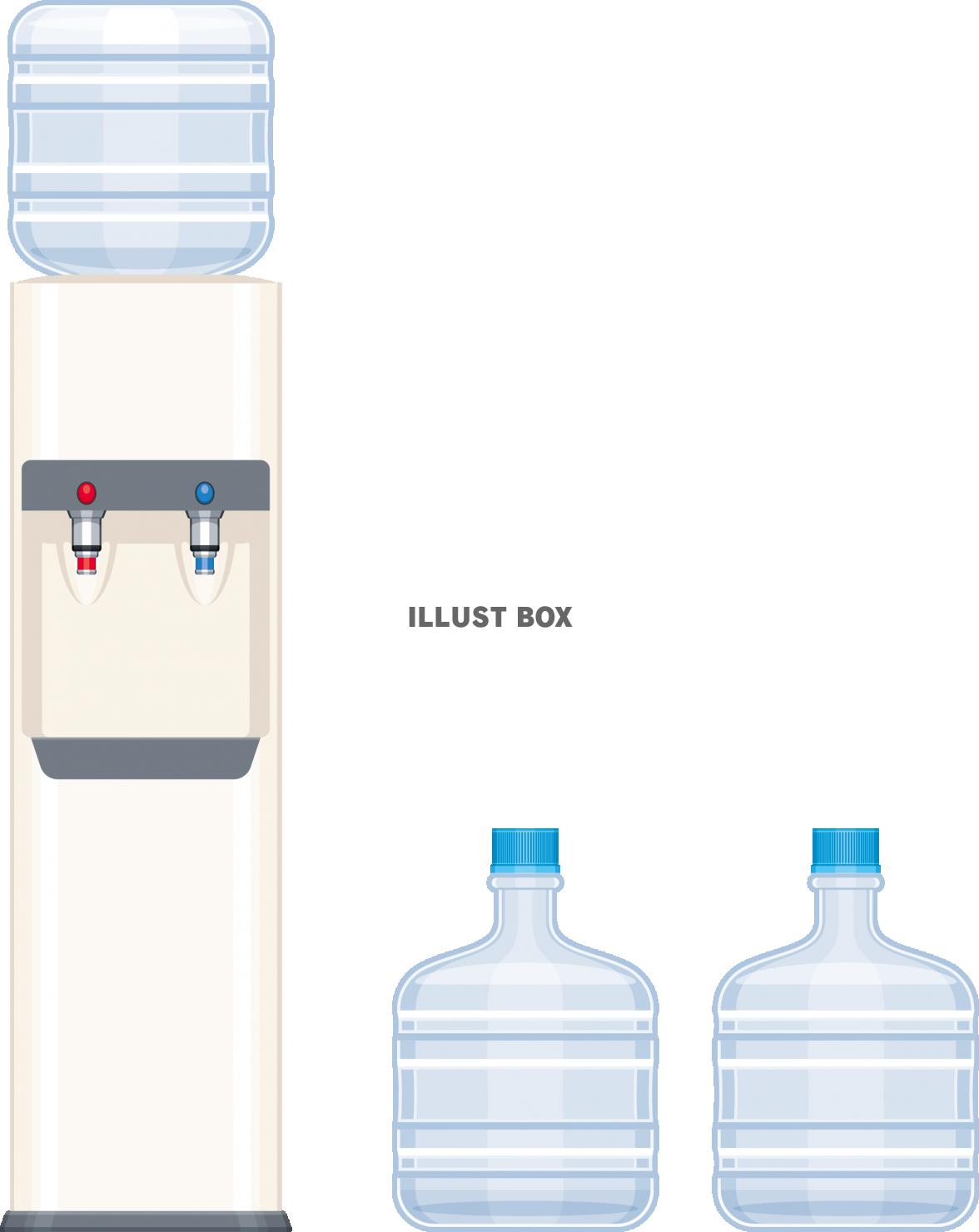 ウォーターサーバーとスペアの水のボトル