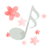 水彩風の桜と音符　灰色