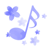 水彩風の桜と音符　青