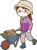 がれきの撤去をする女性