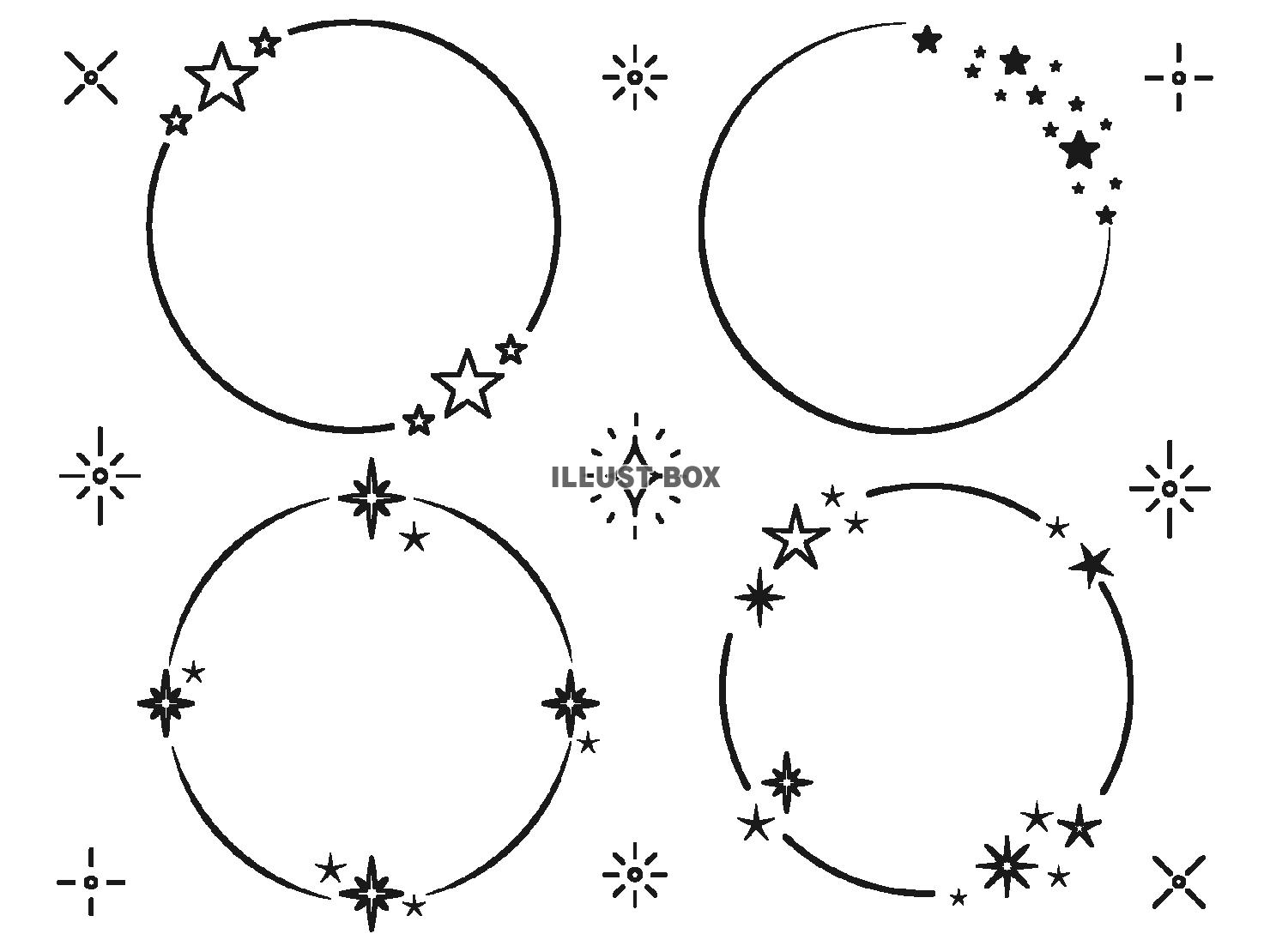 キラキラのシンプルな円フレームセット（白黒）