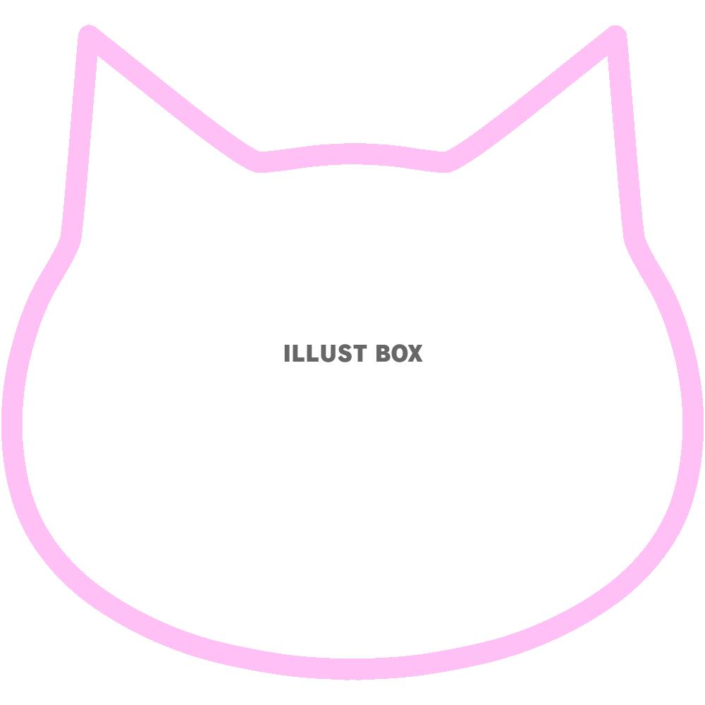 【猫顔シルエット】１－２　ピンク色　透過png
