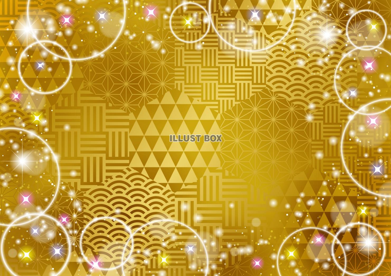 金の六角和柄地のキラキラ背景