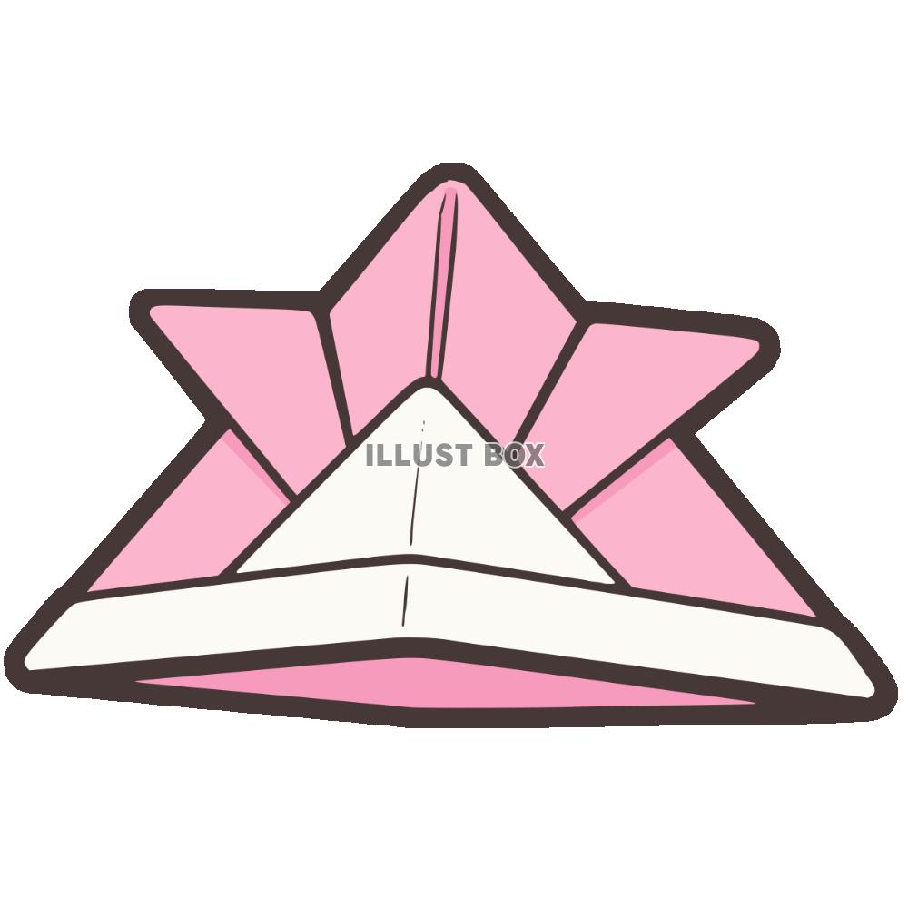 折り紙のかぶと　ピンク色