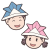 紙のかぶとをかぶった男の子と女の子