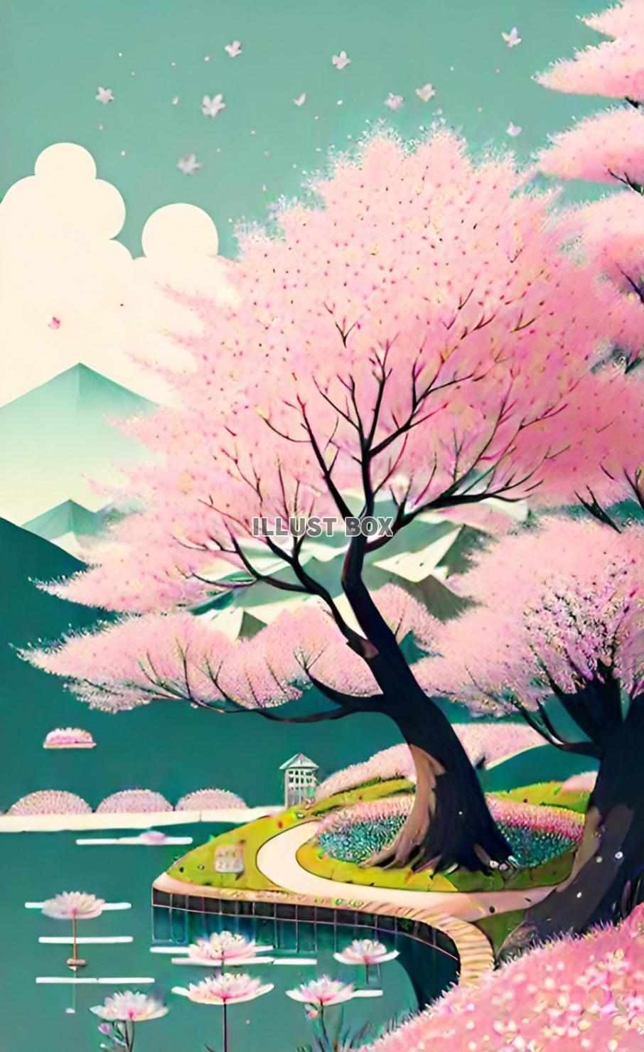 桜の風景イラスト