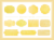 黄色の水彩フレームセット
