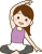 あぐらをかいてストレッチをする女性