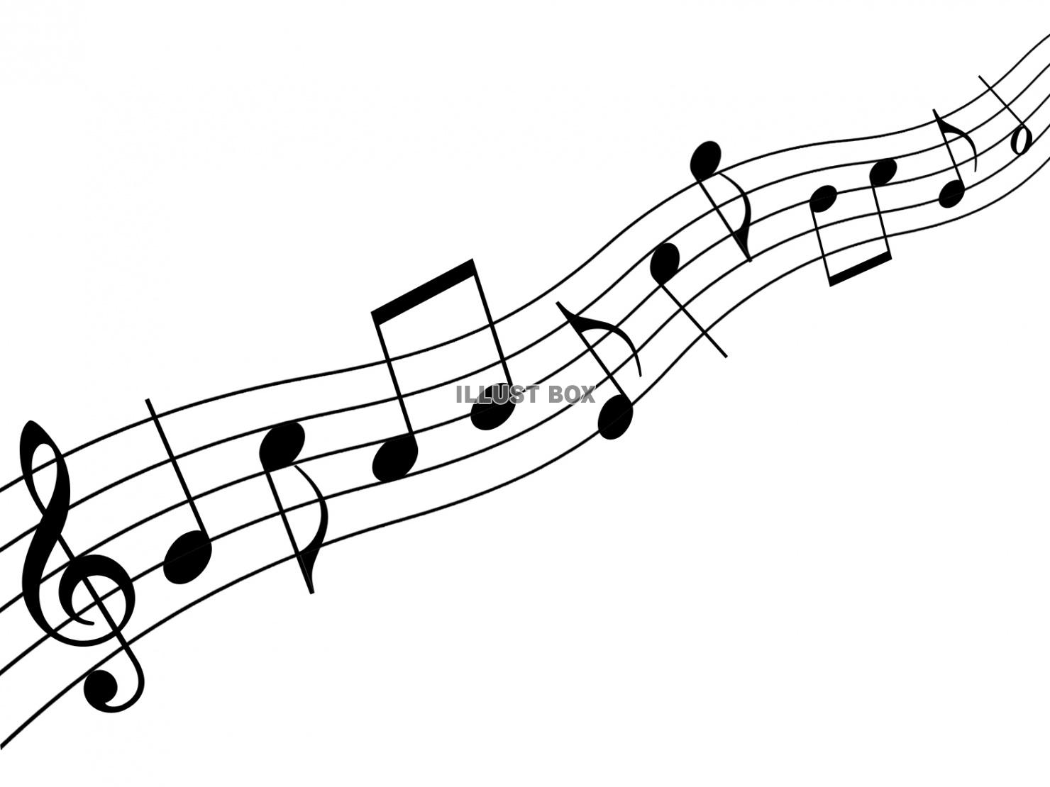波打つ楽譜の音楽イラスト素材音符のシンプル背景