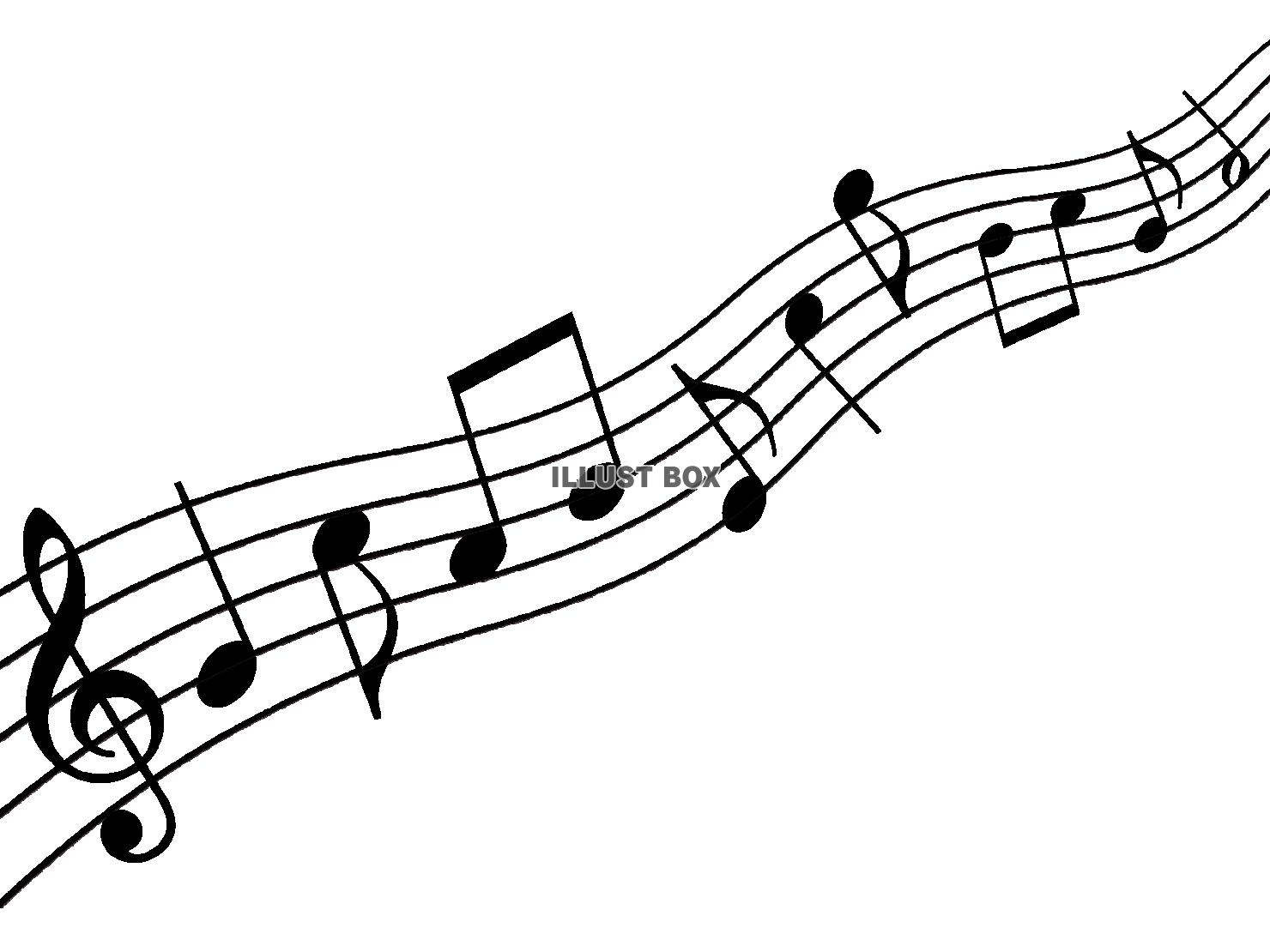 波打つ楽譜の音楽イラスト素材音符のシンプル背景png透過