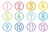 クレヨンラインサークルの数字素材/パステルカラー