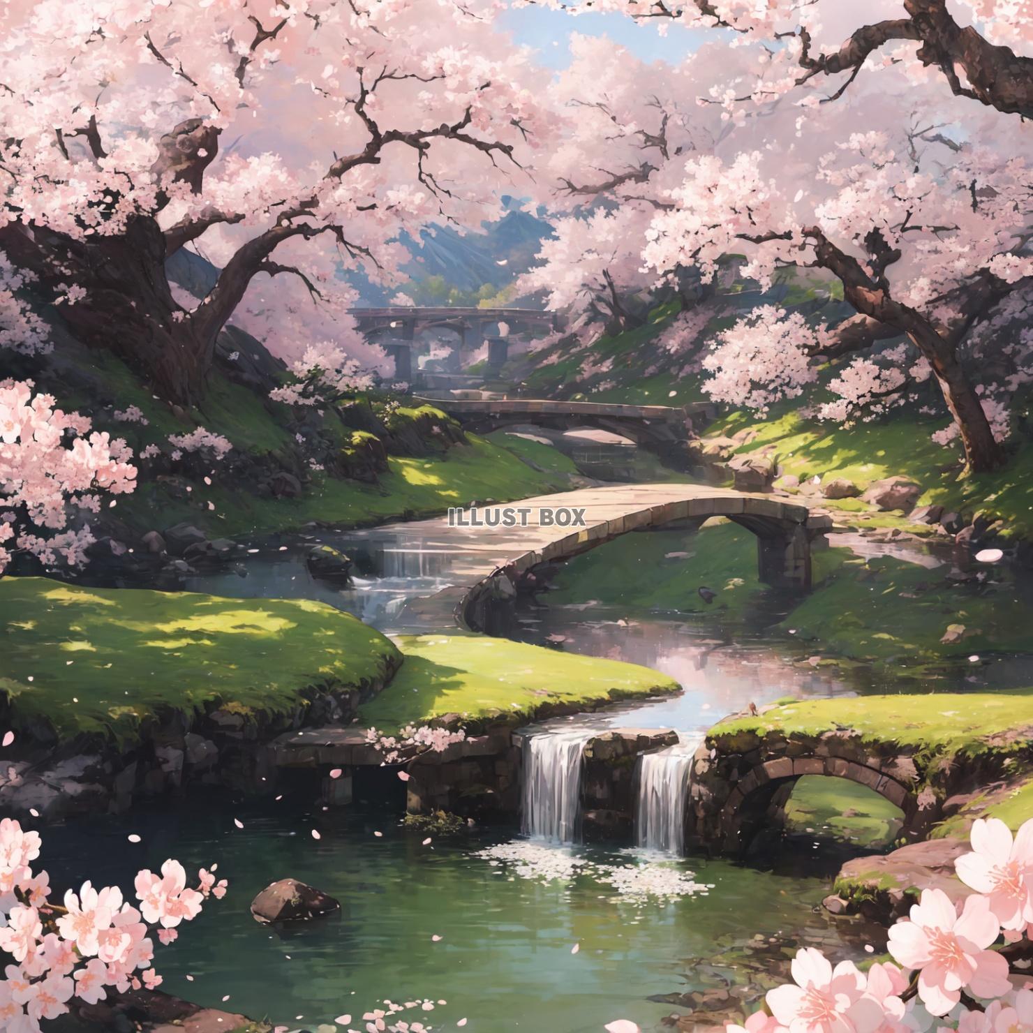 桜の風景イラスト