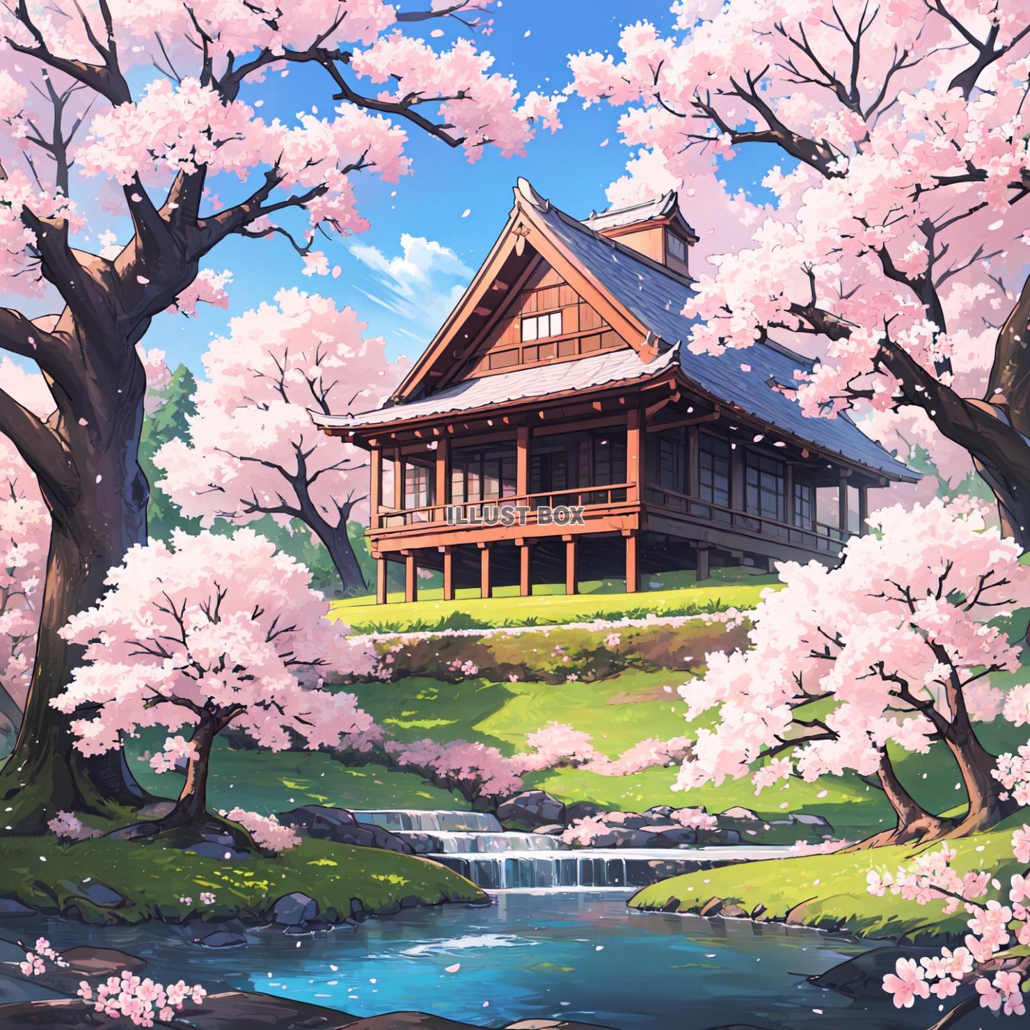 桜の風景イラスト