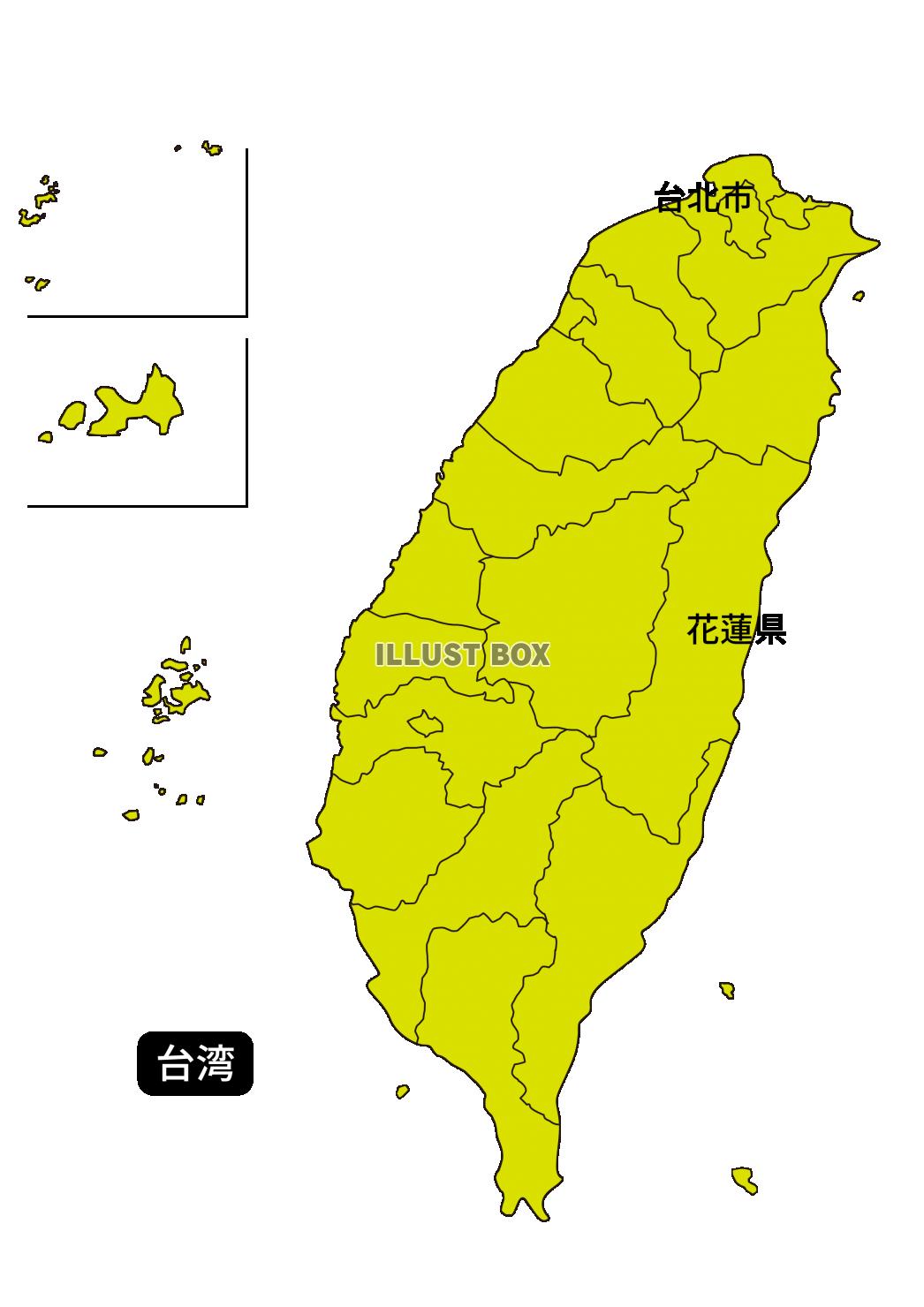 9_地図_海外・台湾・分割・緑色・台北と花蓮