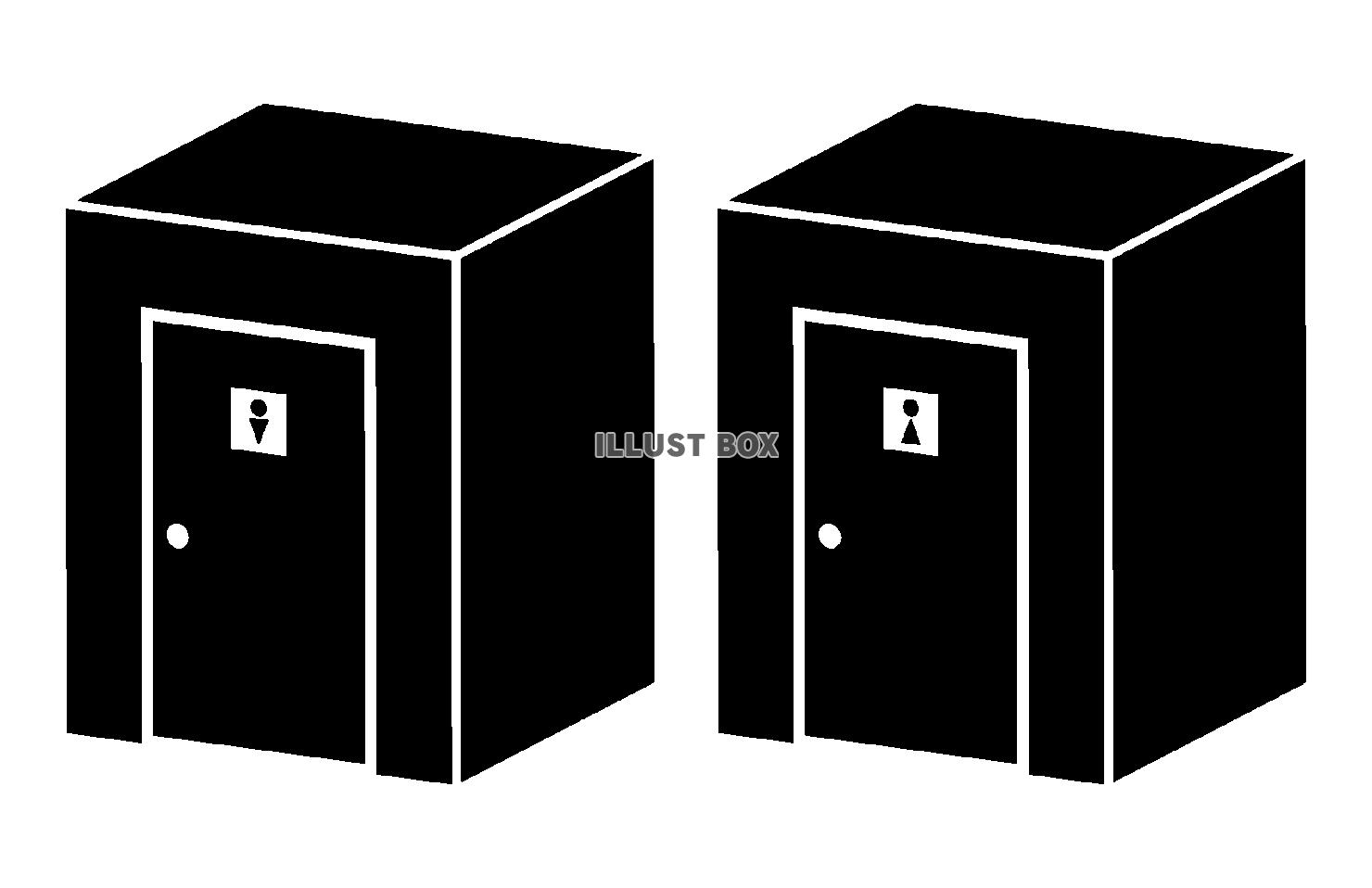 トイレのドアのシルエット