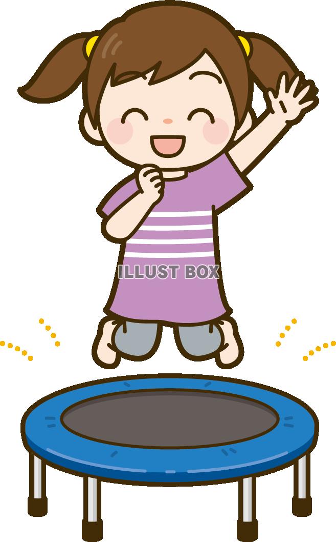 トランポリンで遊ぶ女の子