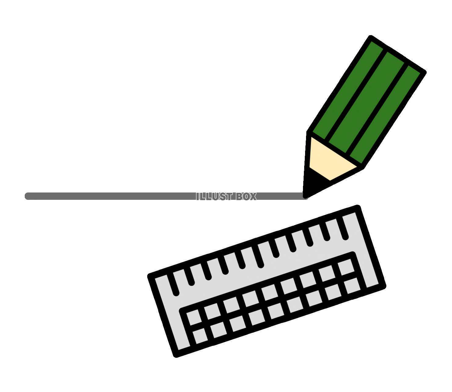 鉛筆と定規で線を引く