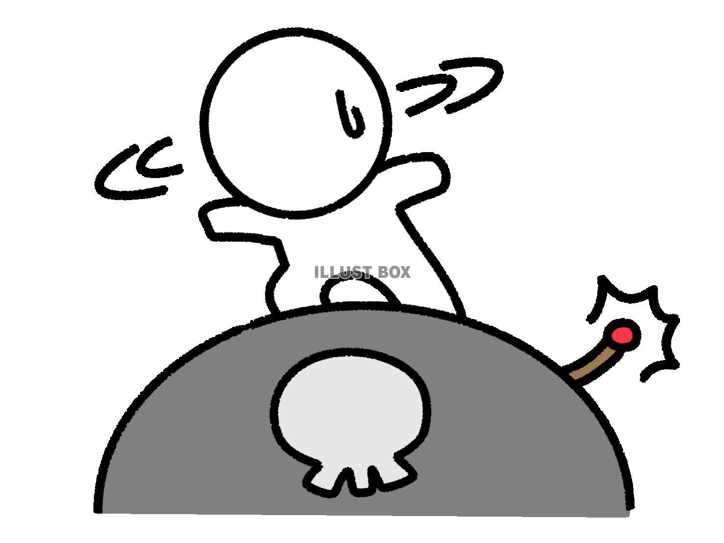 危険を察知するがどうしていいかわからない棒人間