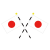 交差している日本の国旗