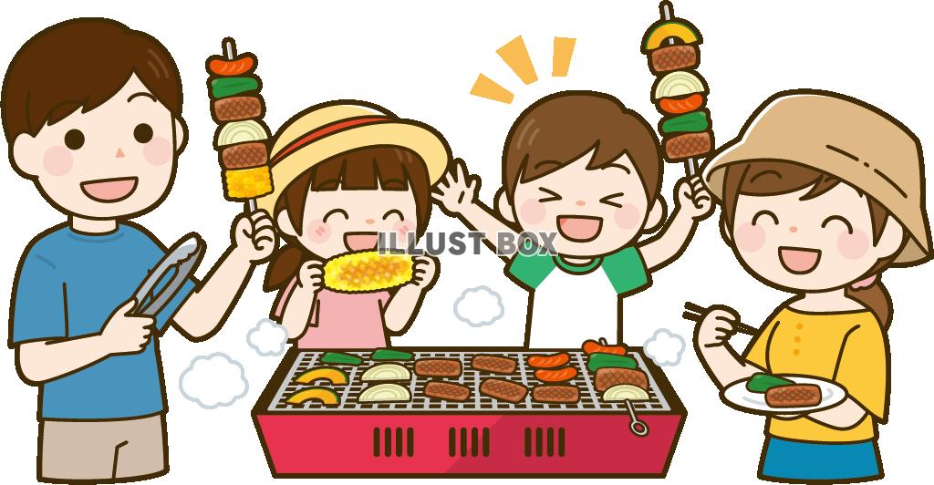 BBQをする家族
