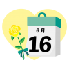 2024年父の日　6月16日の黄色いバラで飾った日めくりカレンダー