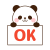 OKのボードをもつパンダ