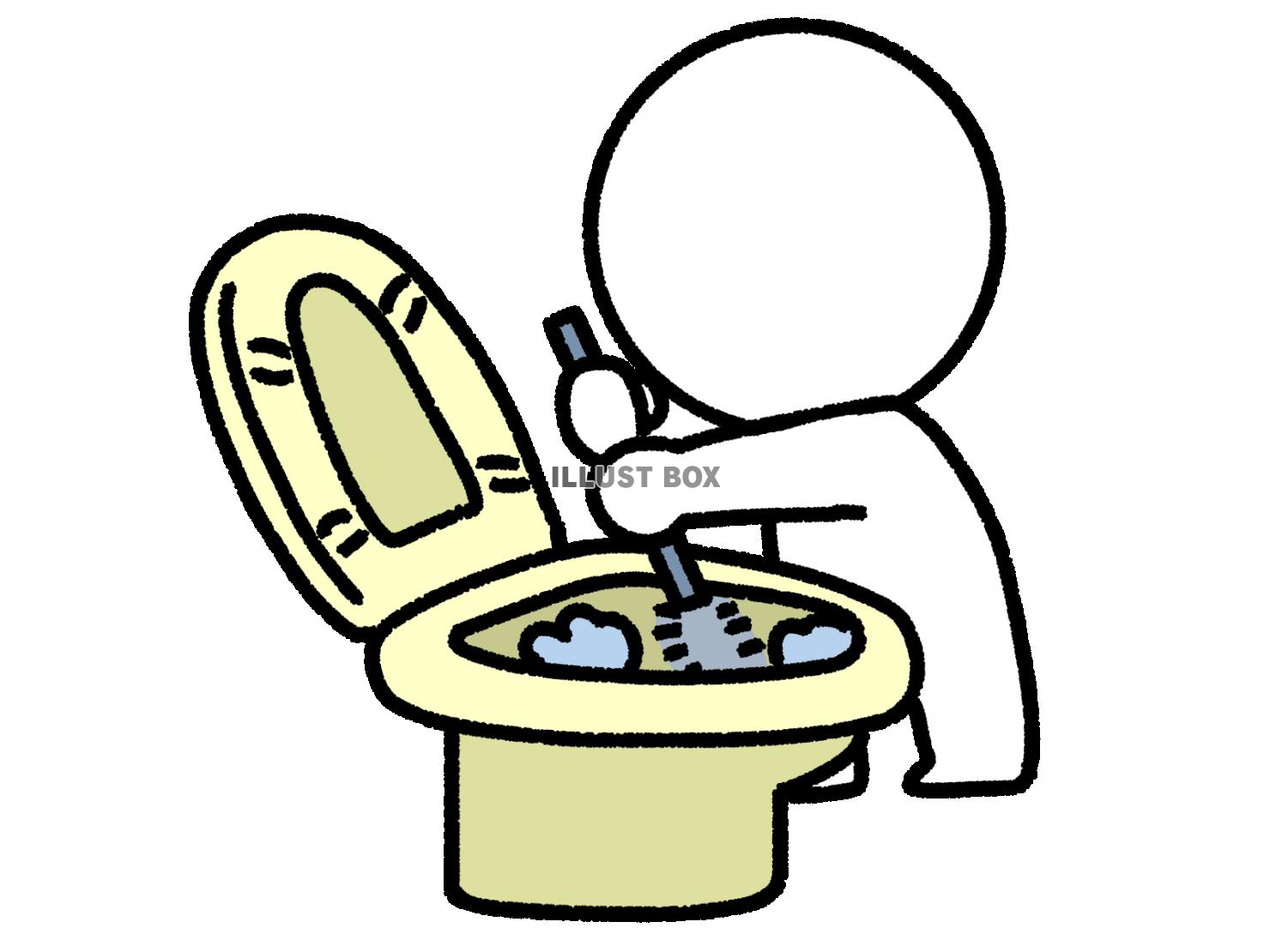 トイレ掃除をする棒人間