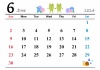 2024年（令和6年）6月　横型カレンダー　イラスト付き