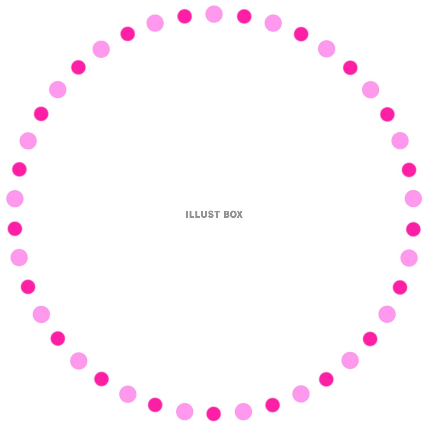 【水玉の円形フレーム】１　ピンク系　白背景jpeg