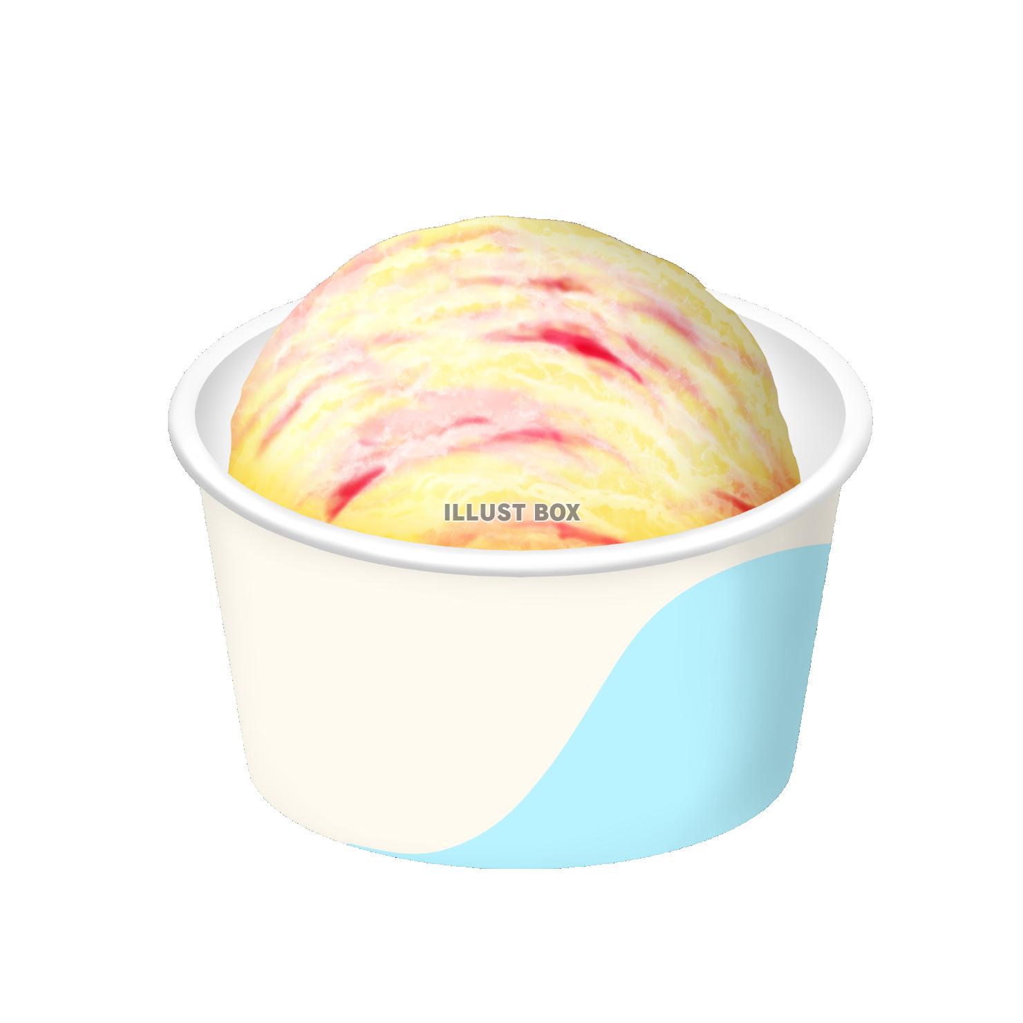 紙カップのアイスクリーム 苺とバニラのマーブル シングル